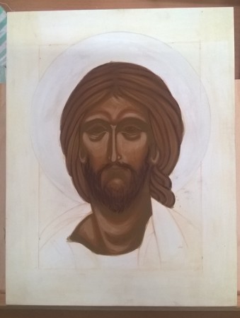Processbild av Kristus Pantokrator.